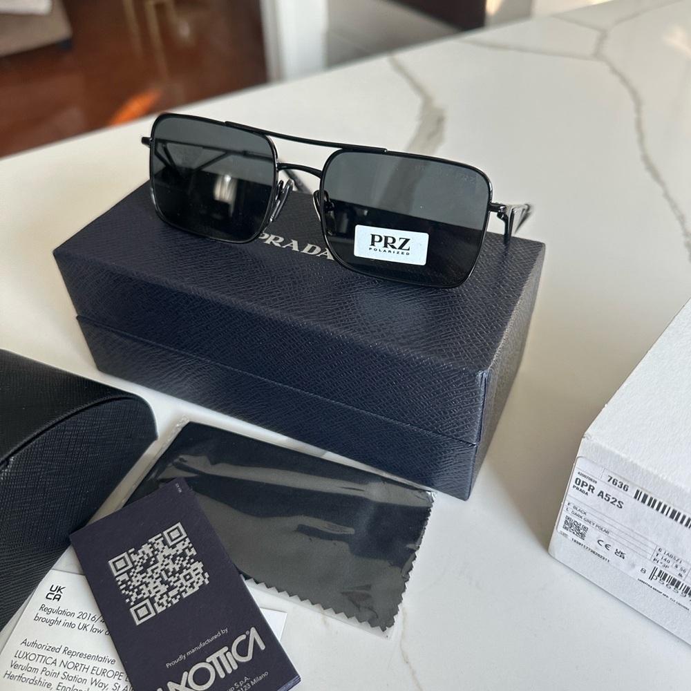 Prada Sleek Black Rectangular Sunglasses NWT - image 1